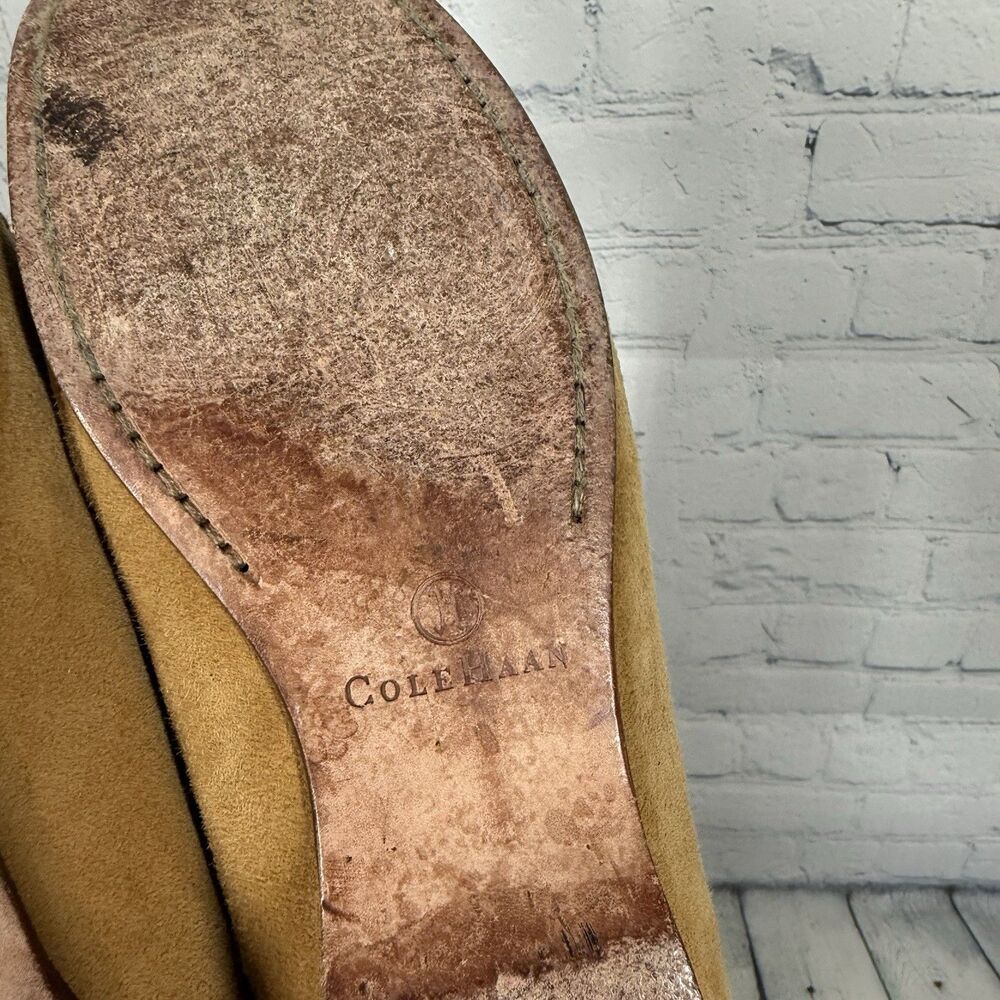 Cole Haan Tan Suede Loafers Women Size 7 Slip On Moc Toe Driving Flats - Picture 8 of 14